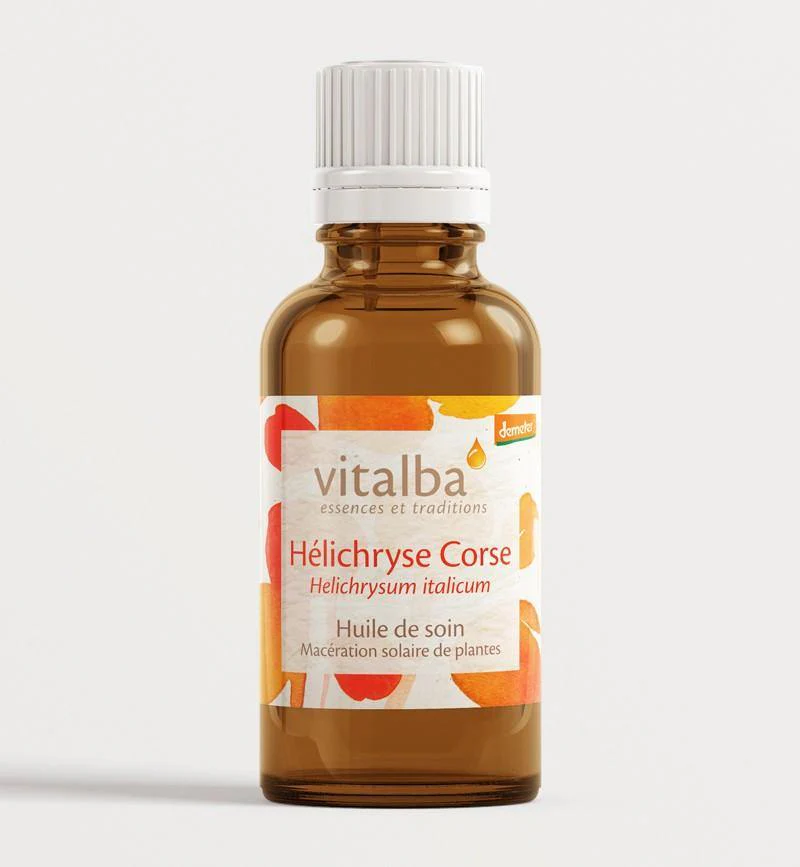 Helichryse Corse Bio , immortelle huile de soin, macération solaire